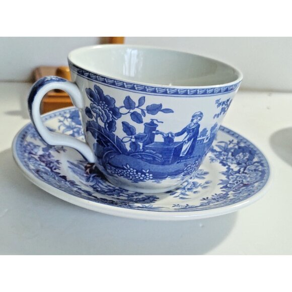 Spode blue Collection Georgian Series "Girl at Well" Cup & Saucer Set - Picture 6 of 10